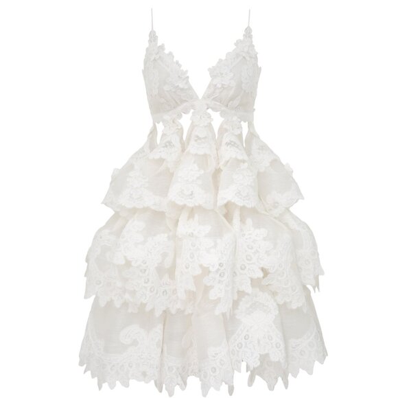 ZIMMERMANN  Crush Tiered Lace Mini Dress Size XS/S NEW - Picture 11 of 14